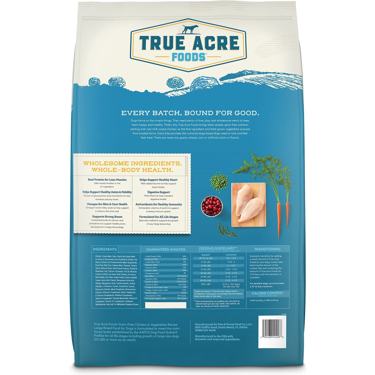 True Acre Foods Large Breed Chicken & Vegetables Recipes Grain-Free Dry Dog Food 4 True Acre Foods Large Breed Chicken & Vegetables Recipes Grain-Free Dry Dog Food - Image 2
