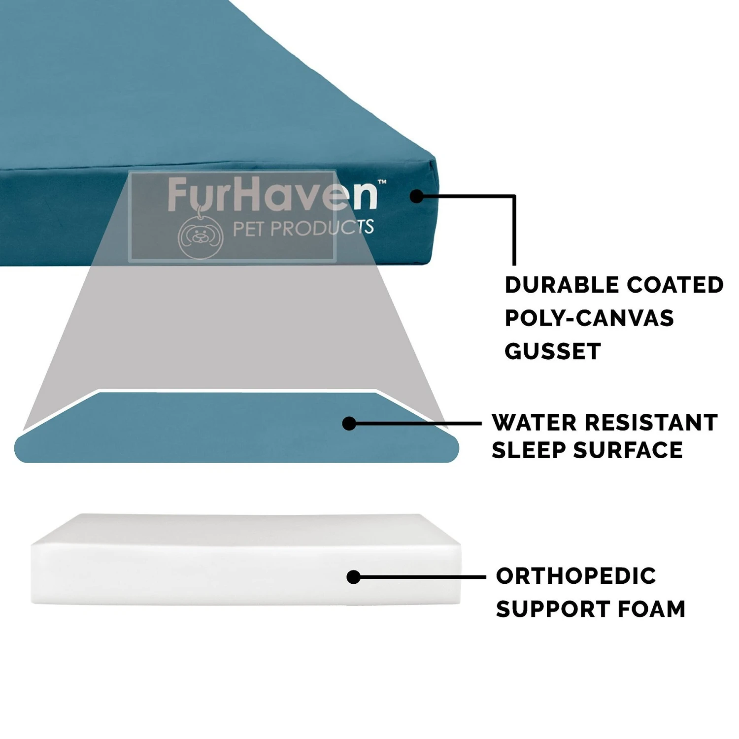 FurHaven Deluxe Oxford Full Support Dog & Cat Bed With Removable Cover 8 FurHaven Deluxe Oxford Full Support Dog & Cat Bed With Removable Cover - Image 6