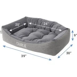 Frisco Rectangular Personalized Bolster Dog Bed W/Removable Cover, Dark Gray, X-Large -Blue Buffalo || ROYAL CANIN || Wellness Sales 252611 PT2. AC SS1800 V1605134826