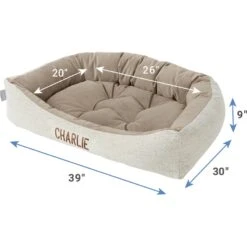 Frisco Rectangular Personalized Bolster Dog Bed W/Removable Cover, Beige, X-Large -Blue Buffalo || ROYAL CANIN || Wellness Sales 252615 PT2. AC SS1800 V1605140223