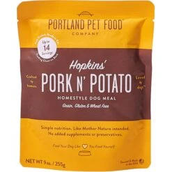 Portland Pet Food Company Hopkins' Pork N' Potato Homestyle Wet Dog Food Topper, 9-oz Pouch, Case Of 4