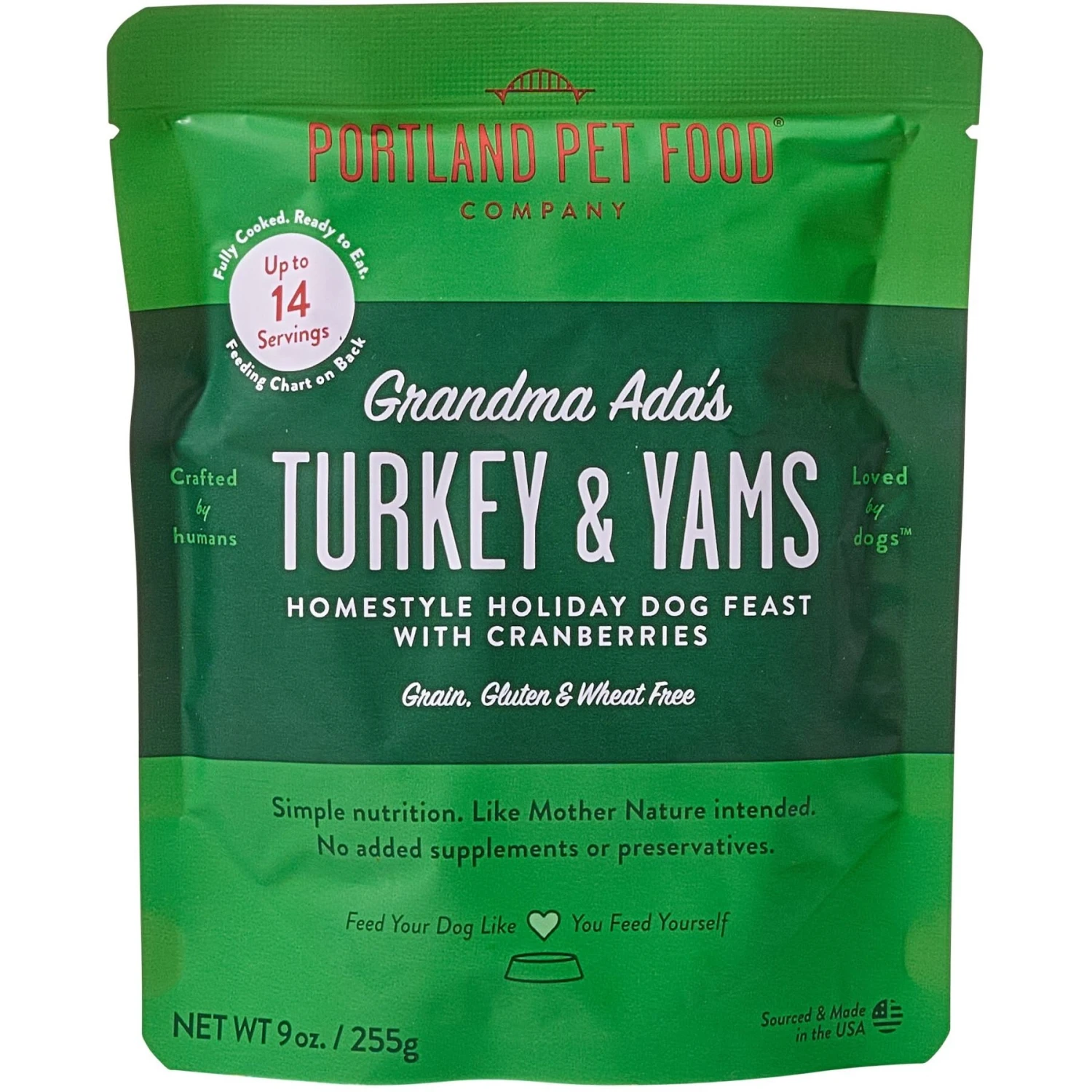 Portland Pet Food Company Grandma Ada's Turkey & Yams Homestyle Wet Dog Food Topper, 9-oz Pouch, Case Of 4 3 Portland Pet Food Company Grandma Ada's Turkey & Yams Homestyle Wet Dog Food Topper, 9-oz Pouch, Case Of 4