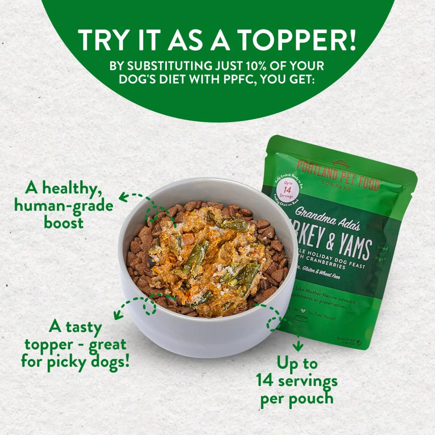 Portland Pet Food Company Grandma Ada's Turkey & Yams Homestyle Wet Dog Food Topper, 9-oz Pouch, Case Of 4 6 Portland Pet Food Company Grandma Ada's Turkey & Yams Homestyle Wet Dog Food Topper, 9-oz Pouch, Case Of 4 - Image 4