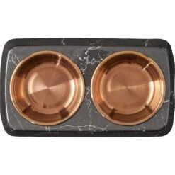 Frisco Copper Stainless Steel Double Dog & Cat Bowls With Black Marble Stand -Blue Buffalo || ROYAL CANIN || Wellness Sales 253058 PT4. AC SS1800 V1616595761