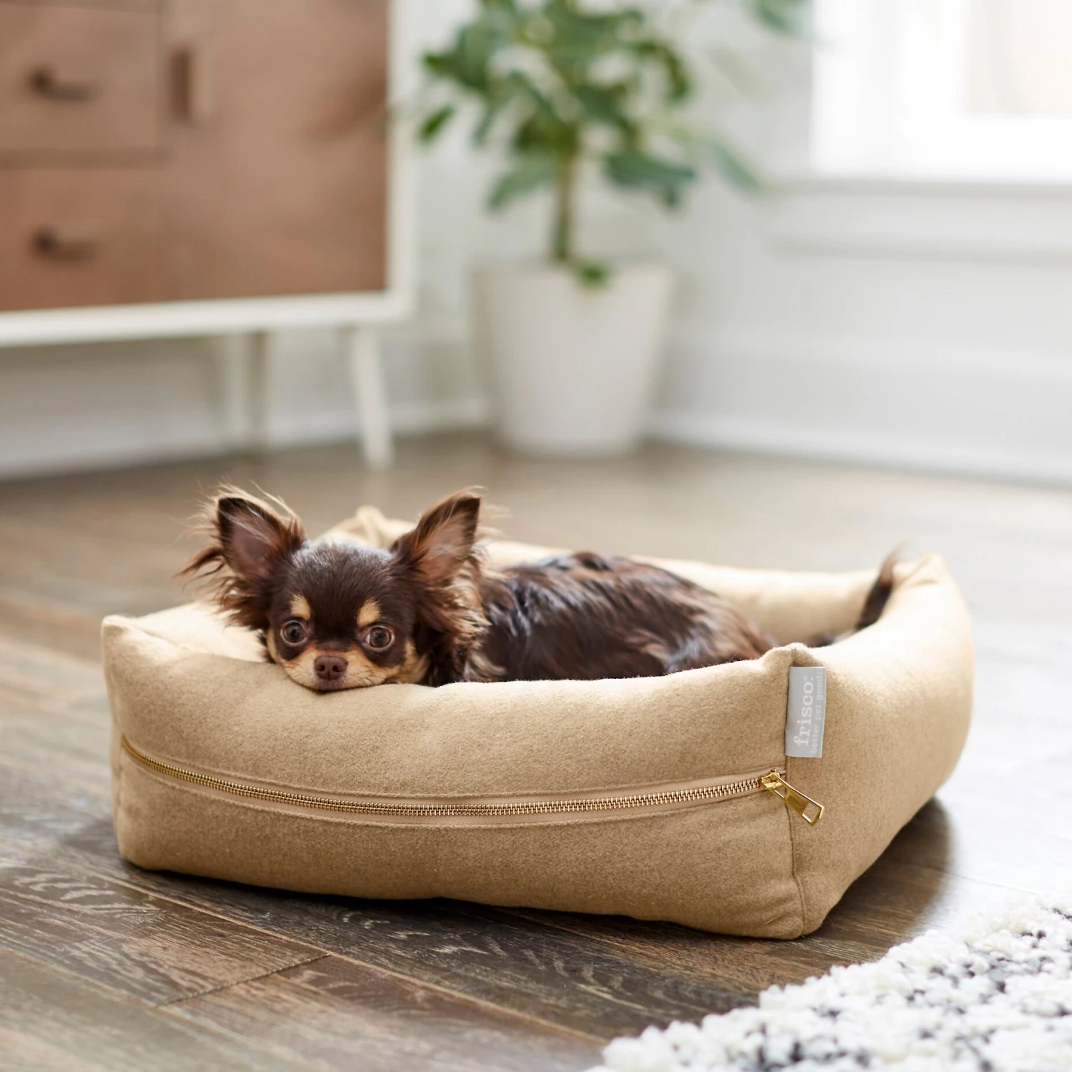 Frisco Faux Felt Reversible Modern Zipper Bolster Cat & Dog Bed 3 Frisco Faux Felt Reversible Modern Zipper Bolster Cat & Dog Bed