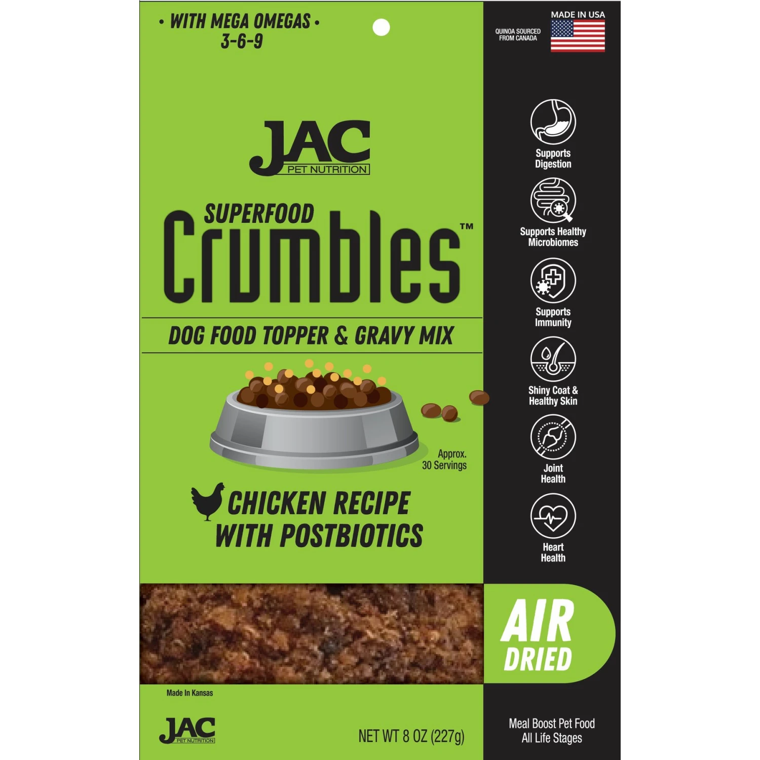JAC Pet Nutrition Free Range Chicken Dehydrated Superfood Dog & Cat Meal Topper 3 JAC Pet Nutrition Free Range Chicken Dehydrated Superfood Dog & Cat Meal Topper