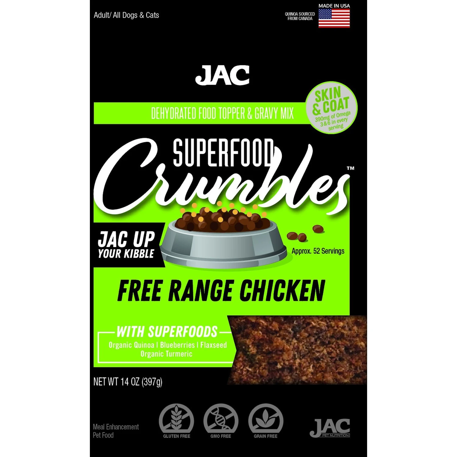 JAC Pet Nutrition Free Range Chicken Dehydrated Superfood Dog & Cat Meal Topper 4 JAC Pet Nutrition Free Range Chicken Dehydrated Superfood Dog & Cat Meal Topper - Image 2