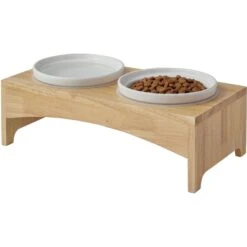 Frisco Ceramic Dog & Cat Double Diner With Elevated Wood Stand -Blue Buffalo || ROYAL CANIN || Wellness Sales 256052 PT4. AC SS1800 V1615311799