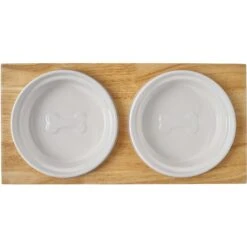 Frisco Ceramic Dog & Cat Double Diner With Elevated Wood Stand -Blue Buffalo || ROYAL CANIN || Wellness Sales 256052 PT5. AC SS1800 V1615313559