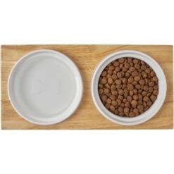 Frisco Ceramic Dog & Cat Double Diner With Elevated Wood Stand -Blue Buffalo || ROYAL CANIN || Wellness Sales 256052 PT6. AC SS1800 V1615311469