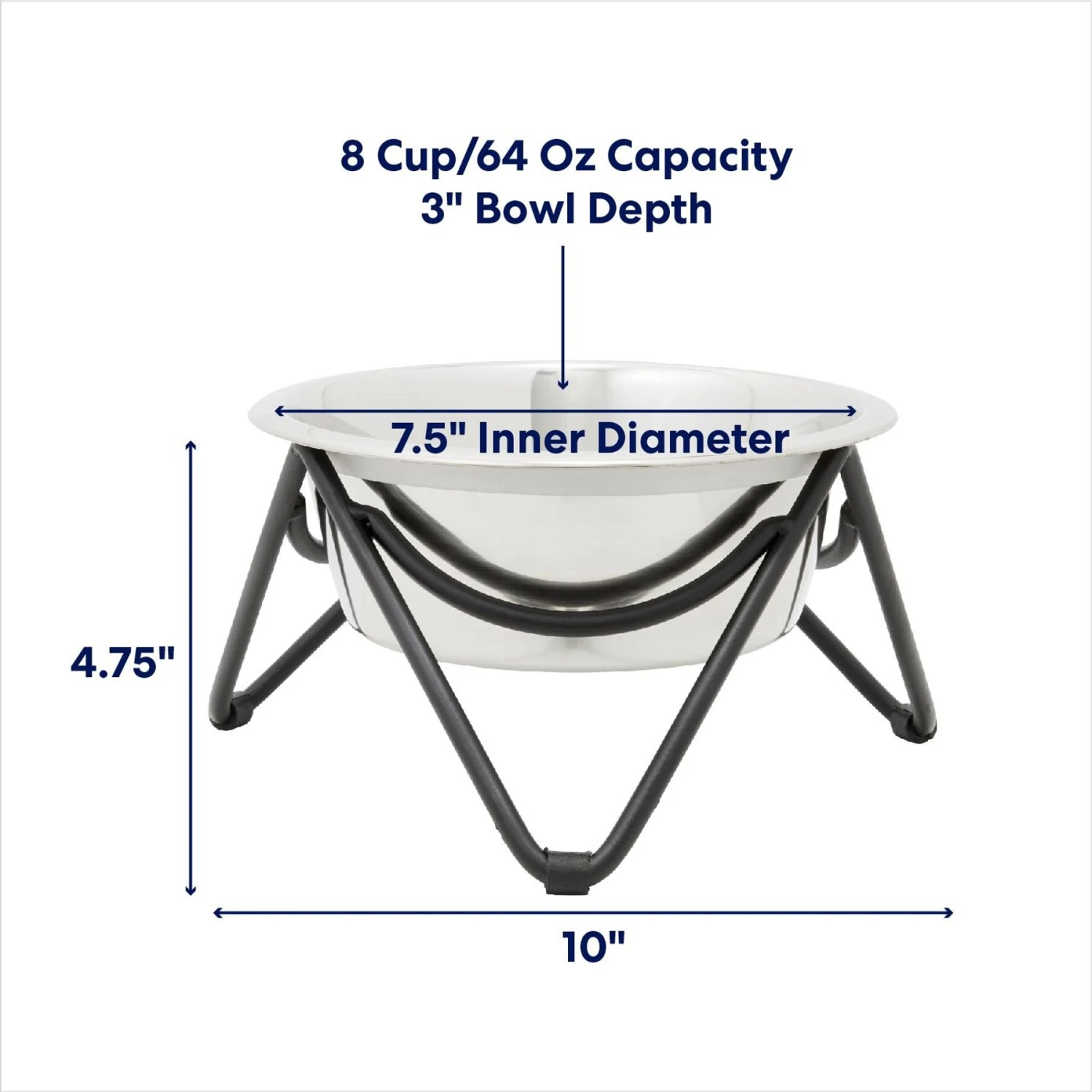 Frisco Triangle Iron Non-Skid Elevated Dog & Cat Bowl 4 Frisco Triangle Iron Non-Skid Elevated Dog & Cat Bowl - Image 2