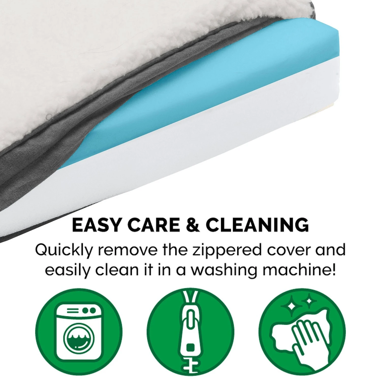 FurHaven Faux Sheepskin & Suede Cooling Gel Cat & Dog Bed With Removable Cover 10 FurHaven Faux Sheepskin & Suede Cooling Gel Cat & Dog Bed With Removable Cover - Image 8