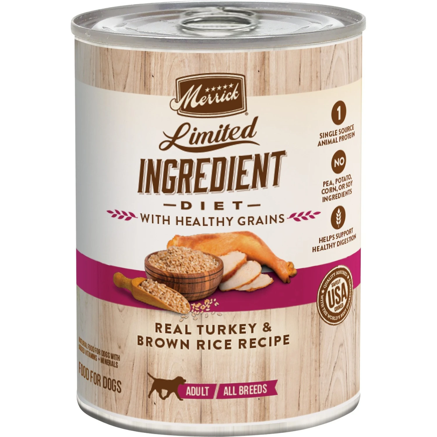 Merrick Limited Ingredient Diet Turkey & Brown Rice Recipe Wet Dog Food, 12.7-oz Can, Case Of 12 3 Merrick Limited Ingredient Diet Turkey & Brown Rice Recipe Wet Dog Food, 12.7-oz Can, Case Of 12