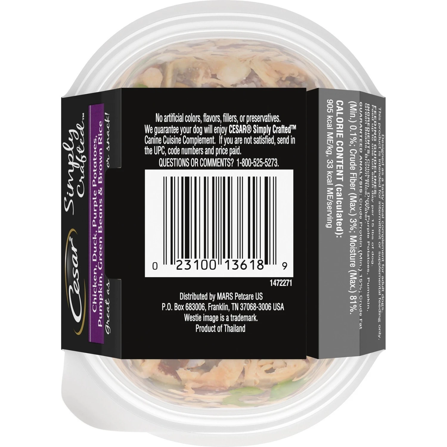 Cesar Simply Crafted Chicken, Duck, Purple Potatoes, Pumpkin, Green Beans & Brown Rice Adult Wet Dog Food Meal Topper 4 Cesar Simply Crafted Chicken, Duck, Purple Potatoes, Pumpkin, Green Beans & Brown Rice Adult Wet Dog Food Meal Topper - Image 2