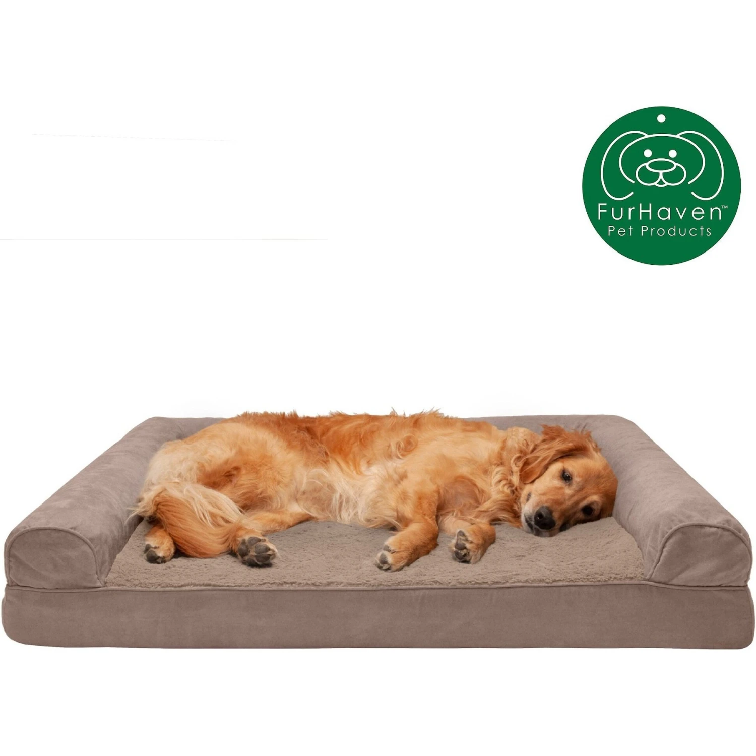 FurHaven Plush & Suede Cooling Gel Bolster Dog Bed With Removable Cover 6 FurHaven Plush & Suede Cooling Gel Bolster Dog Bed With Removable Cover - Image 4