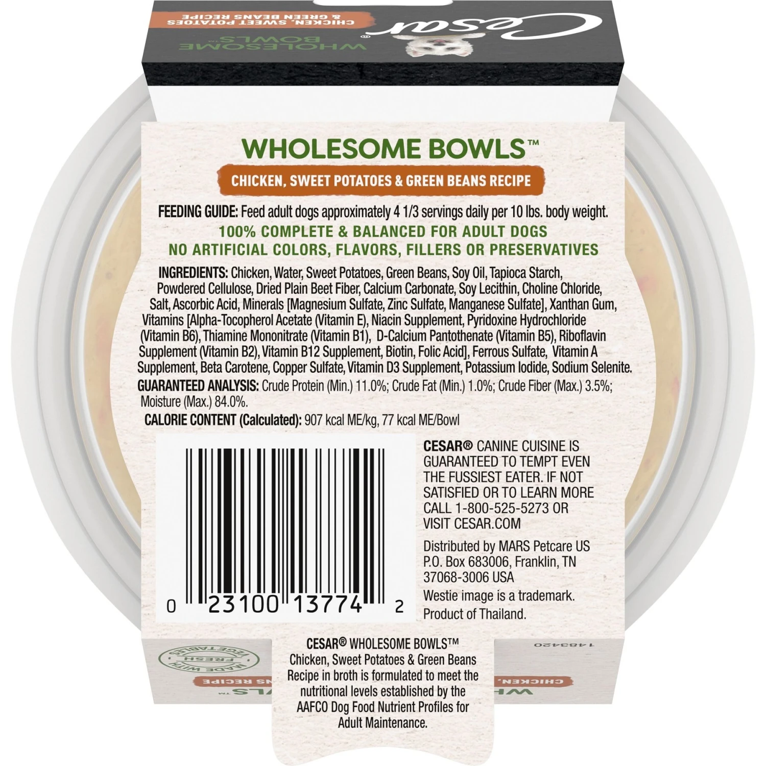 Cesar Wholesome Bowls Chicken, Sweet Potato & Green Beans Recipe Small Breed Adult Wet Dog Food 4 Cesar Wholesome Bowls Chicken, Sweet Potato & Green Beans Recipe Small Breed Adult Wet Dog Food - Image 2