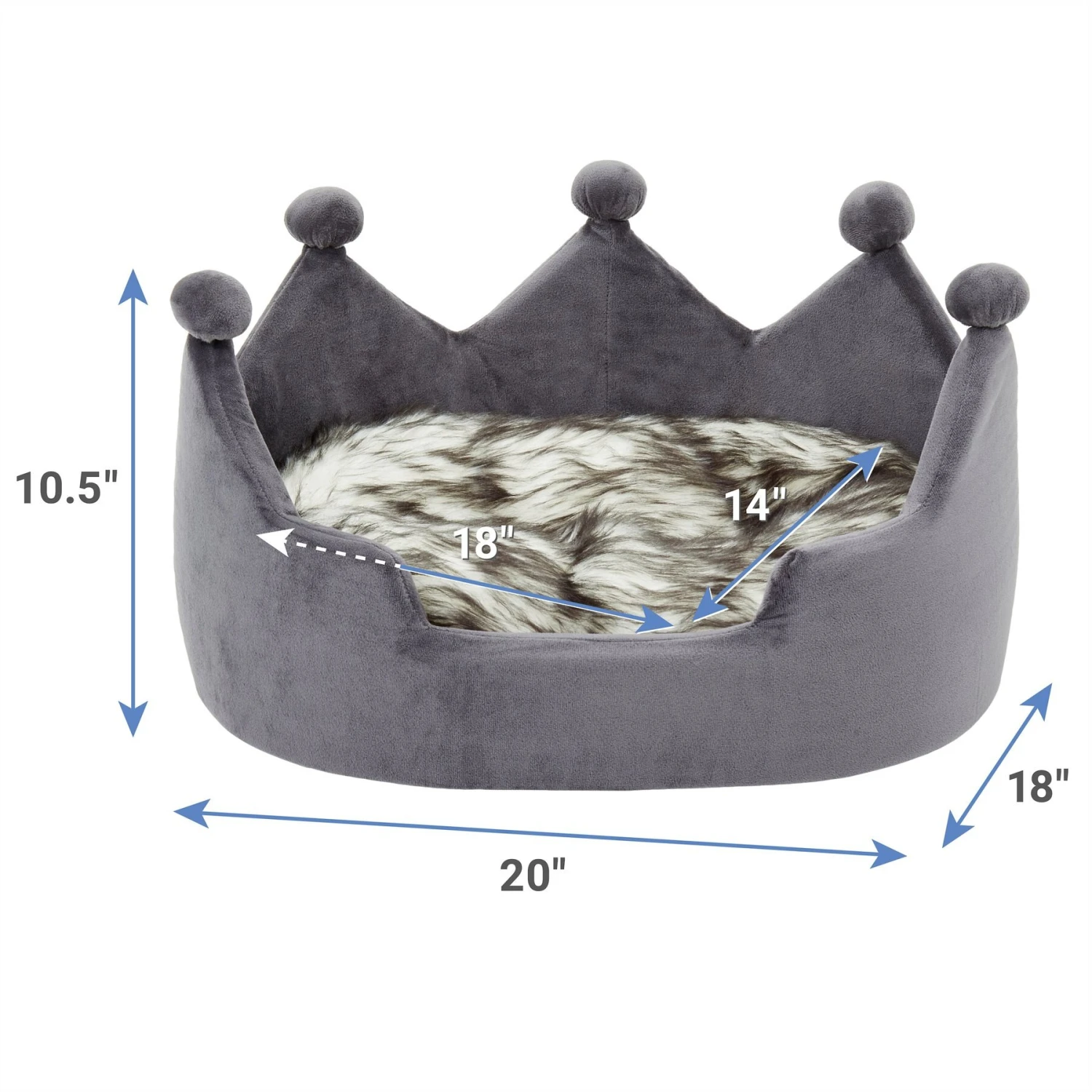 Frisco Faux Fur Crown Pillow Cat & Dog Bed 4 Frisco Faux Fur Crown Pillow Cat & Dog Bed - Image 2