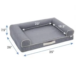 Frisco Chambray Orthopedic Sofa Bolster Dog Bed W/Removable Cover -Blue Buffalo || ROYAL CANIN || Wellness Sales 270907 PT1. AC SS1800 V1626359688