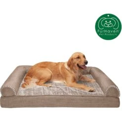 FurHaven Luxe Fur & Performance Linen Cooling Gel Top Sofa Cat & Dog Bed With Removable Cover -Blue Buffalo || ROYAL CANIN || Wellness Sales 271766 PT3. AC SS1800 V1612481500