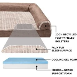 FurHaven Luxe Fur & Performance Linen Cooling Gel Top Sofa Cat & Dog Bed With Removable Cover -Blue Buffalo || ROYAL CANIN || Wellness Sales 271766 PT5. AC SS1800 V1612479444