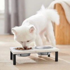 Frisco Marble Elevated Stainless Steel Double Diner Dog & Cat Bowls -Blue Buffalo || ROYAL CANIN || Wellness Sales 277559 PT2. AC SS1800 V1630346721