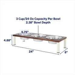 Frisco Multi Pet Feeding 3-Bowls Wood Stainless Steel Dog & Cat Bowl, Dark Wooden -Blue Buffalo || ROYAL CANIN || Wellness Sales 277571 PT1. AC SS1800 V1692728309