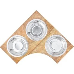 Frisco Multi Pet Feeding Corner Wood 3-Bowls Stainless Steel Dog & Cat Bowl -Blue Buffalo || ROYAL CANIN || Wellness Sales 277573 PT4. AC SS1800 V1627935017