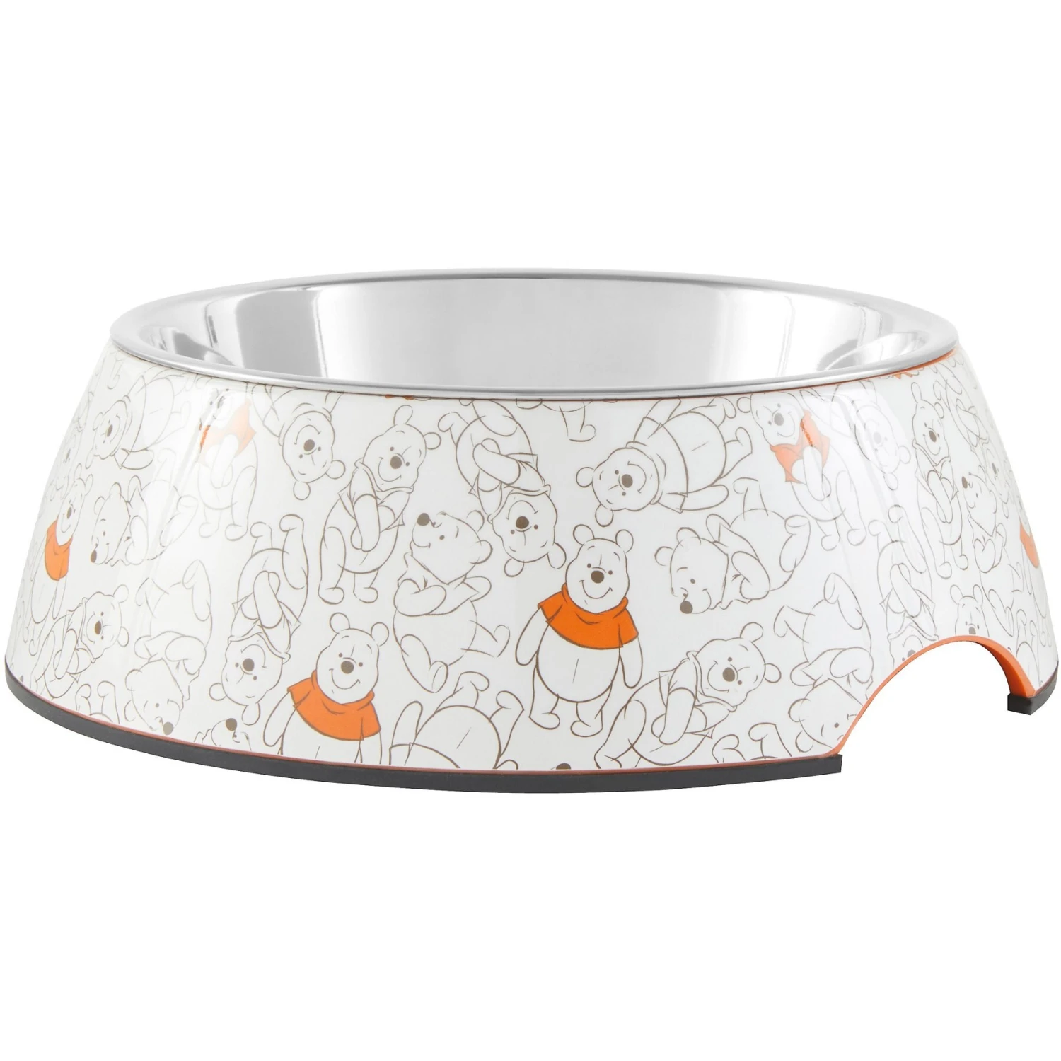Disney Winnie The Pooh Non-Skid Stainless Steel With Melamine Stand Dog & Cat Bowl, Orange 3 Disney Winnie The Pooh Non-Skid Stainless Steel With Melamine Stand Dog & Cat Bowl, Orange