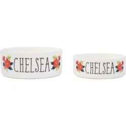 Frisco Flower Ceramic Personalized Dog Bowl -Blue Buffalo || ROYAL CANIN || Wellness Sales 286985 PT5. AC SS1800 V1625860262