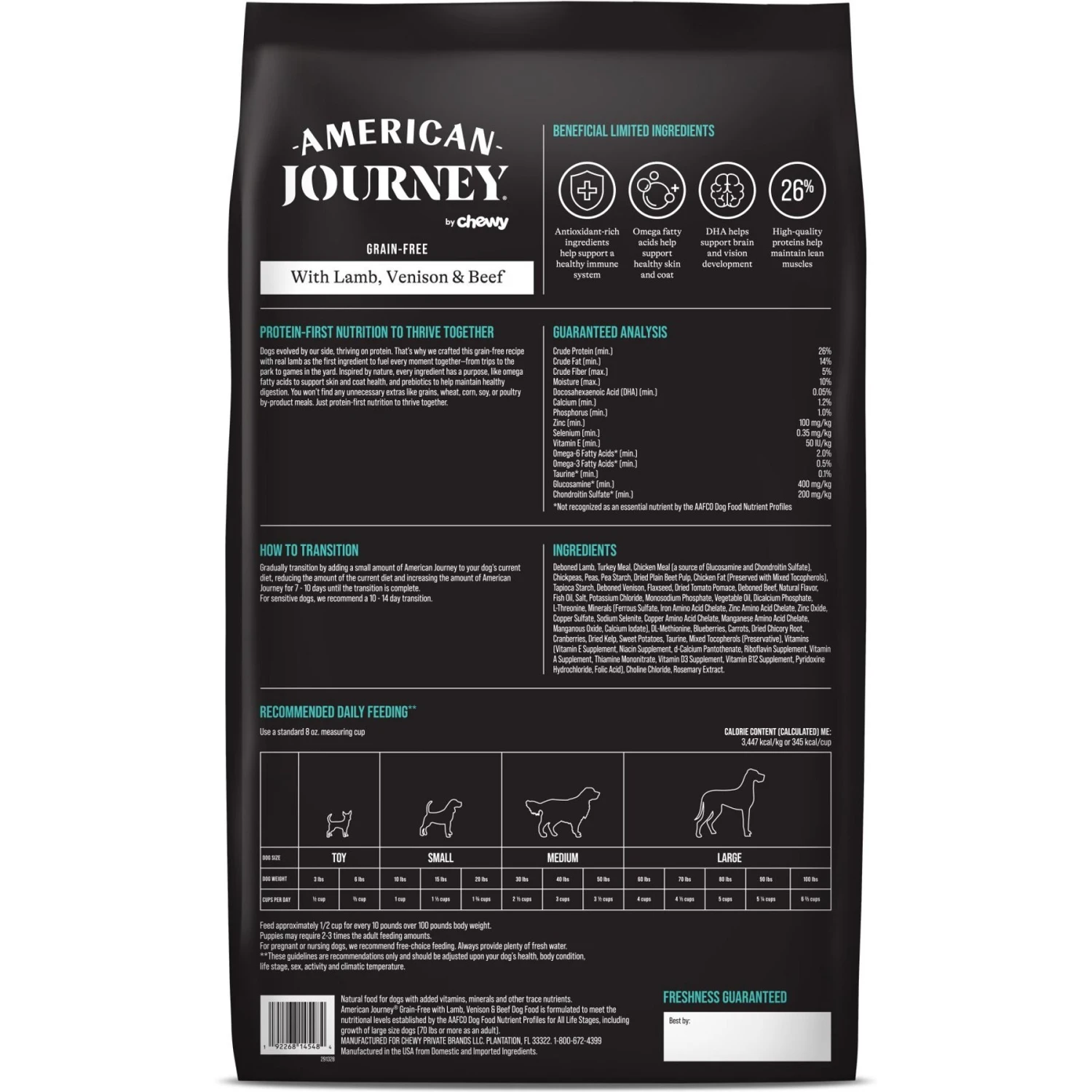American Journey Grain-Free With Lamb, Venison & Beef Dry Dog Food, 24-lb Bag 4 American Journey Grain-Free With Lamb, Venison & Beef Dry Dog Food, 24-lb Bag - Image 2