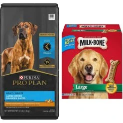 Purina Pro Plan Adult Large Breed Shredded Blend Chicken & Rice Formula Dry Dog Food & Milk-Bone Original Large Biscuit Dog Treats