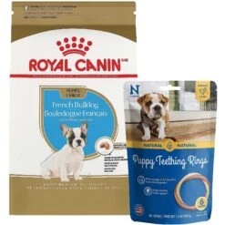 Royal Canin Breed Health Nutrition French Bulldog Puppy Dry Dog Food & N-Bone Puppy Teething Ring Chicken Flavor Dog Treats