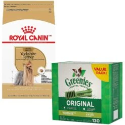 Royal Canin Breed Health Nutrition Yorkshire Terrier Adult Dry Dog Food & Greenies Teenie Dental Dog Treats