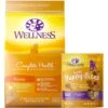 Wellness Complete Health Puppy Deboned Chicken, Oatmeal & Salmon Meal Recipe Dry Dog Food & Wellness Soft Puppy Bites Lamb & Salmon Recipe Grain-Free Natural Dog Treats