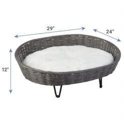 Frisco Elevated Rectangle Wicker Dog & Cat Bed With Eyelash Faux Fur Cushion -Blue Buffalo || ROYAL CANIN || Wellness Sales 296679 PT1. AC SS1800 V1633353109