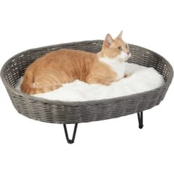 Frisco Elevated Rectangle Wicker Dog & Cat Bed With Eyelash Faux Fur Cushion -Blue Buffalo || ROYAL CANIN || Wellness Sales 296679 PT2. AC SS1800 V1633727726