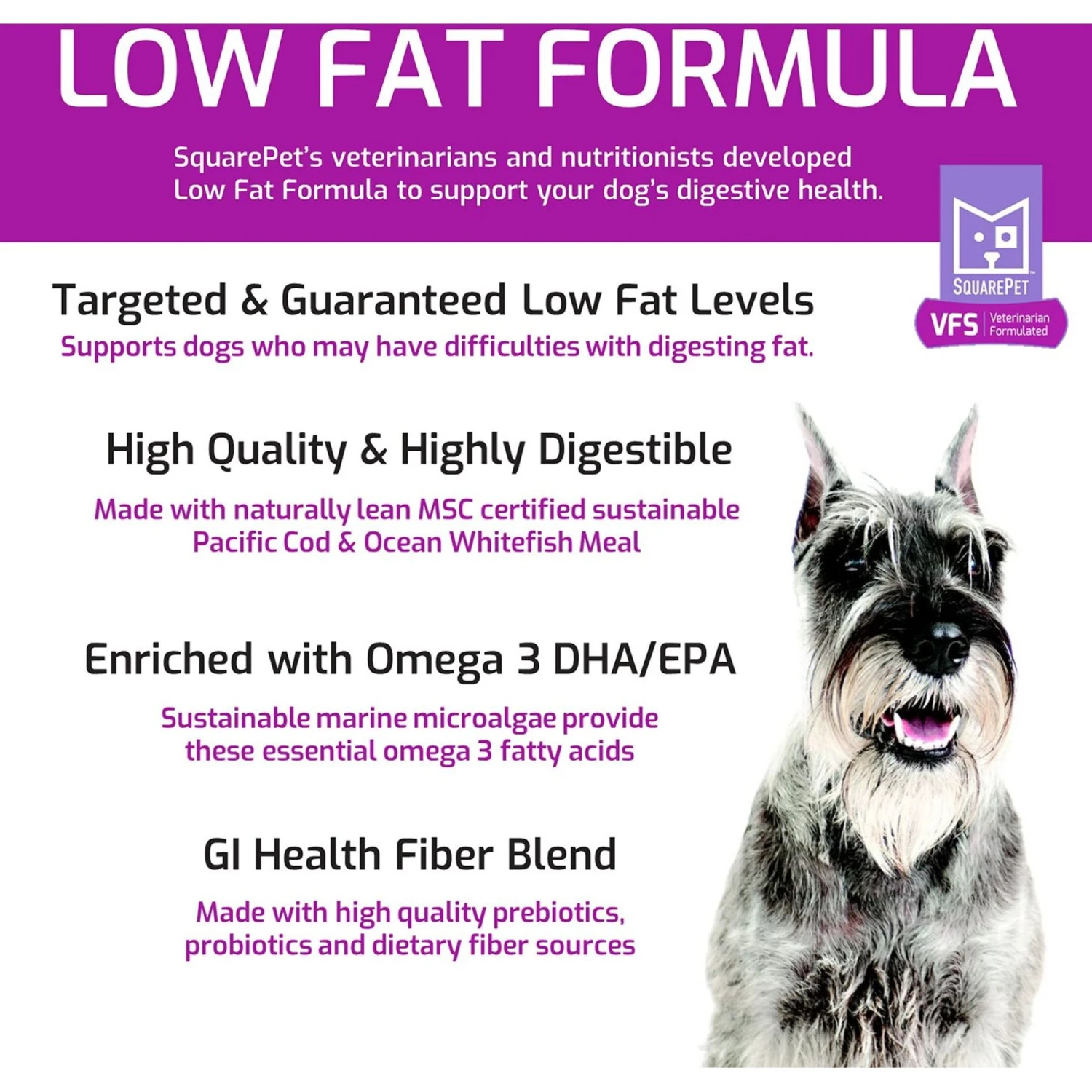 SquarePet VFS Digestive Support Low Fat Formula Dry Dog Food 5 SquarePet VFS Digestive Support Low Fat Formula Dry Dog Food - Image 3