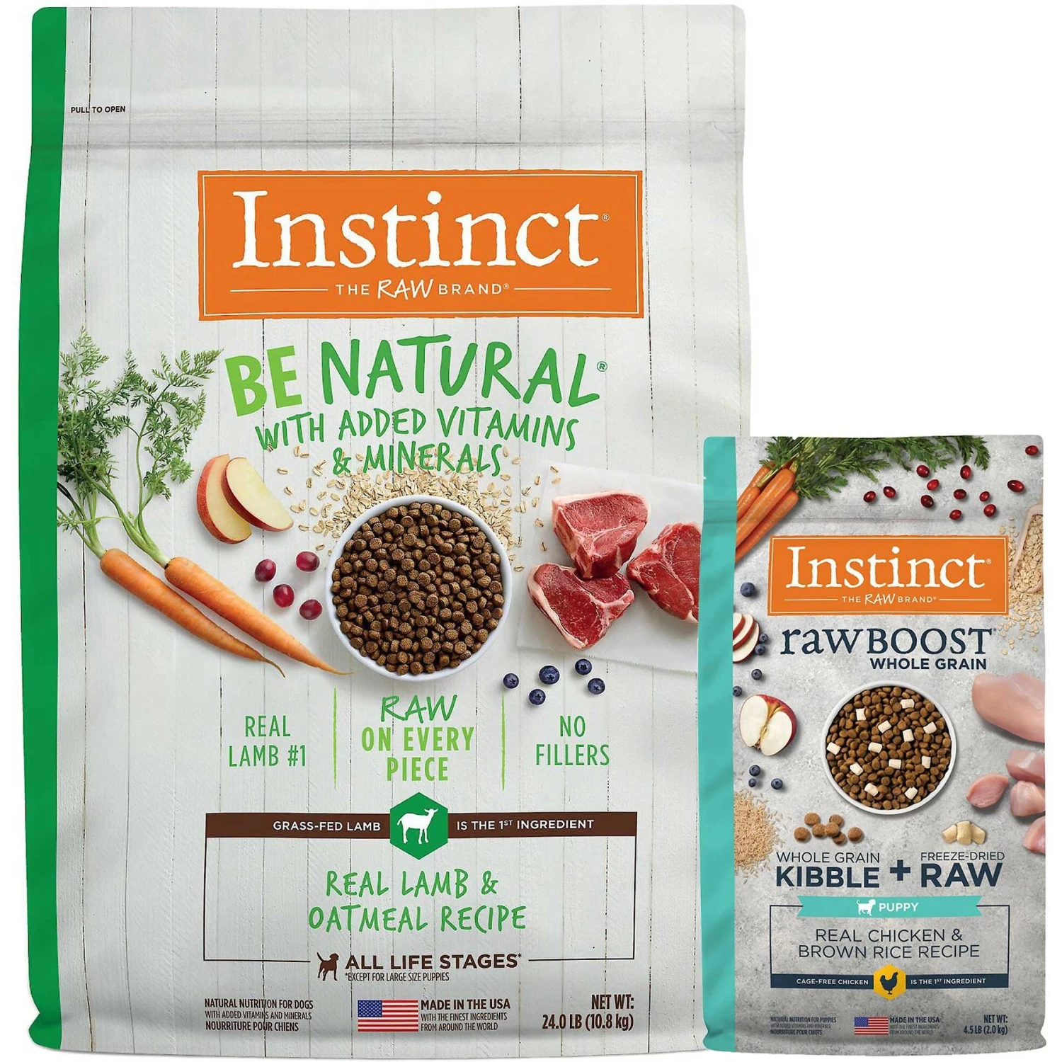 Instinct Be Natural Real Lamb & Oatmeal Recipe Freeze-Dried Raw Coated Dry Dog Food & Instinct Raw Boost Puppy Whole Grain Real Chicken & Brown Rice Recipe Freeze-Dried Raw Coated Dry Dog Food 3 Instinct Be Natural Real Lamb & Oatmeal Recipe Freeze-Dried Raw Coated Dry Dog Food & Instinct Raw Boost Puppy Whole Grain Real Chicken & Brown Rice Recipe Freeze-Dried Raw Coated Dry Dog Food