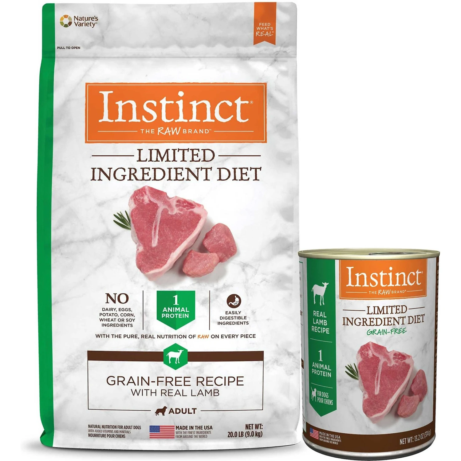 Instinct Limited Ingredient Diet Grain-Free Recipe With Real Lamb Freeze-Dried Raw Coated Dry Dog Food & Instinct Limited Ingredient Diet Grain-Free Real Lamb Recipe Wet Canned Dog Food 3 Instinct Limited Ingredient Diet Grain-Free Recipe With Real Lamb Freeze-Dried Raw Coated Dry Dog Food & Instinct Limited Ingredient Diet Grain-Free Real Lamb Recipe Wet Canned Dog Food