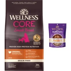 Wellness CORE Grain-Free Small Breed Turkey & Chicken Recipe Dry Dog Food & Wellness CORE Bowl Boosters Bare Turkey Freeze-Dried Dog Food Mixer Or Topper