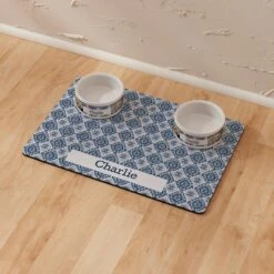 Frisco Boho Damask Personalized Dog & Cat Placemat -Blue Buffalo || ROYAL CANIN || Wellness Sales 299562 PT8. AC SS1800 V1636048577