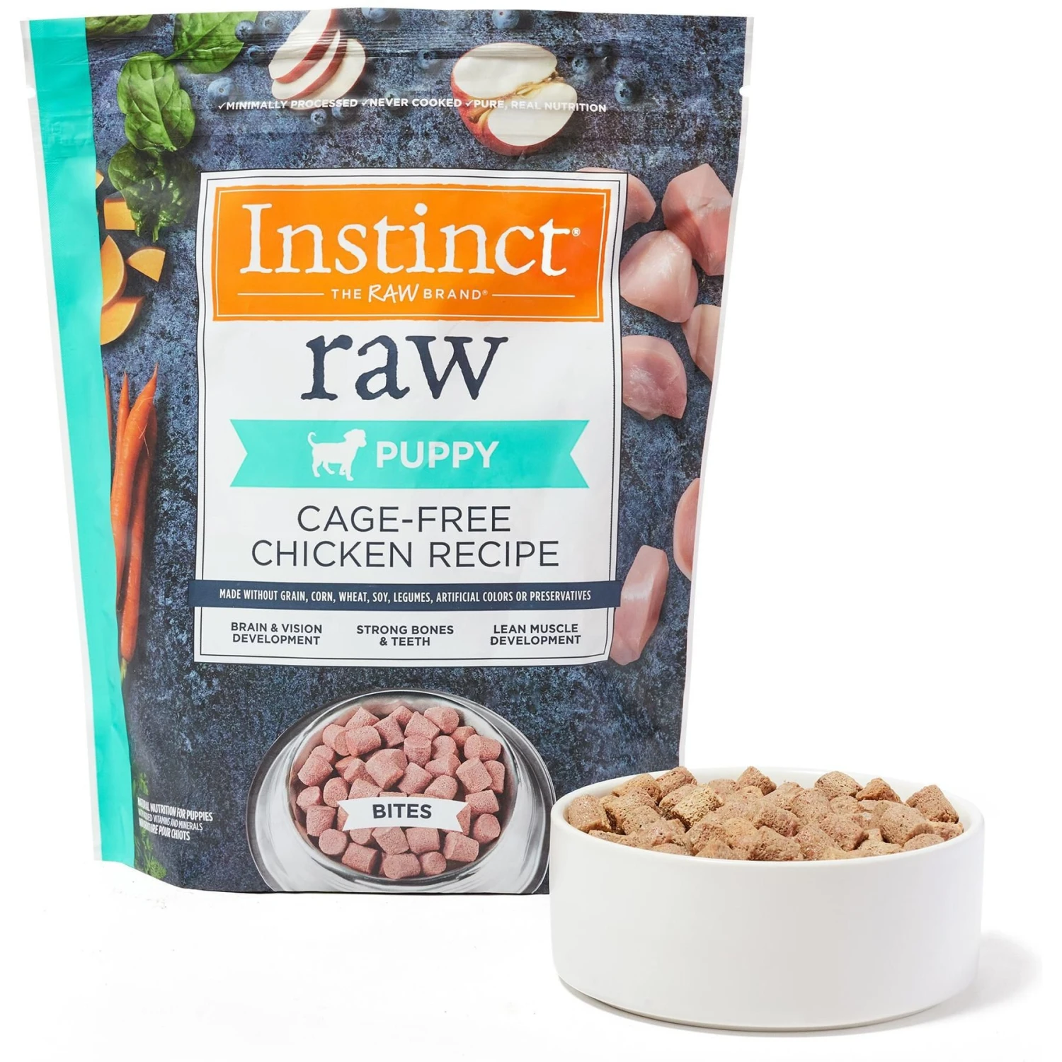 Instinct Bites Chicken Recipe Grain-Free Cage-Free Raw Frozen Puppy Food, 3-lb Bag 3 Instinct Bites Chicken Recipe Grain-Free Cage-Free Raw Frozen Puppy Food, 3-lb Bag