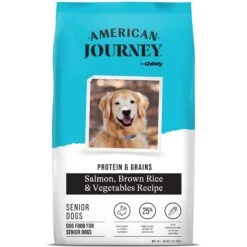 American Journey Protein & Grains Senior Salmon, Brown Rice & Vegetables Recipe Dry Dog Food, 28-lb Bag & American Journey Poultry & Beef Variety Pack Grain-Free Canned Dog Food -Blue Buffalo || ROYAL CANIN || Wellness Sales 302238 PT5. AC SS1800 V1694613385