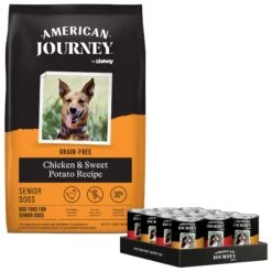 American Journey Senior Chicken & Sweet Potato Recipe Grain-Free Dry Dog Food & American Journey Poultry & Beef Variety Pack Grain-Free Canned Dog Food