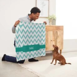 Frisco Personalized Subtle Chevron Sherpa Cat & Dog Blanket, 30" X 40" -Blue Buffalo || ROYAL CANIN || Wellness Sales 303836 PT5. AC SS1800 V1637610162