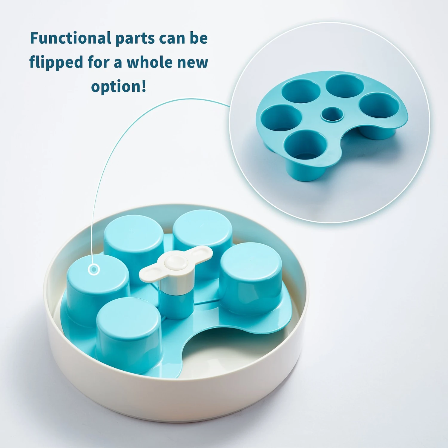 Pet Dream House SPIN Medium Level Palette Non-Skid Plastic Interactive Slow Feeder Dog Bowl, Blue 6 Pet Dream House SPIN Medium Level Palette Non-Skid Plastic Interactive Slow Feeder Dog Bowl, Blue - Image 4