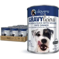 Dave's Pet Food Gravylicious Chicken & Duck With Veggies Grain-Free Wet Dog Food, 12-oz Can, Case Of 12