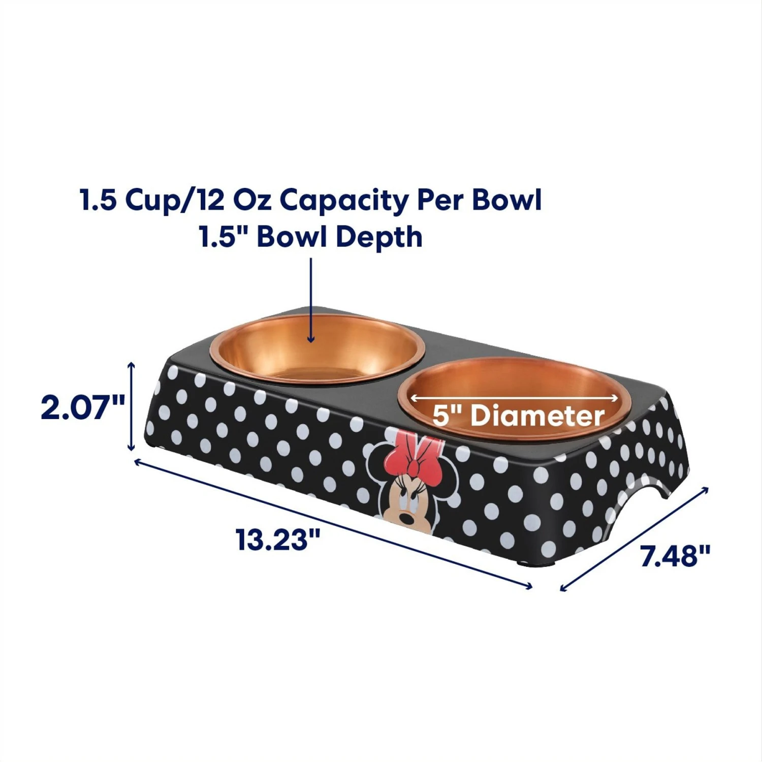 Disney Minnie Mouse Peek-A-Boo Melamine Stainless Steel Double Dog & Cat Bowl 4 Disney Minnie Mouse Peek-A-Boo Melamine Stainless Steel Double Dog & Cat Bowl - Image 2