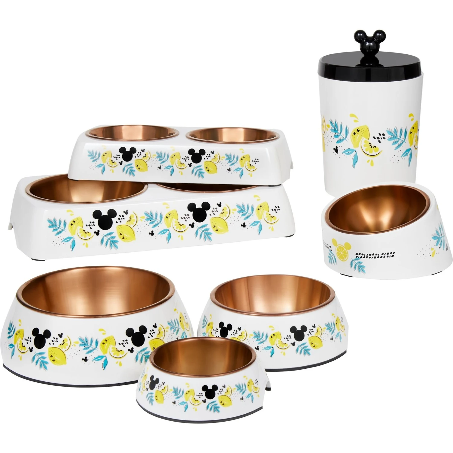 Disney Mickey Mouse Lemon Melamine Stainless Steel Double Dog & Cat Bowl 10 Disney Mickey Mouse Lemon Melamine Stainless Steel Double Dog & Cat Bowl - Image 8