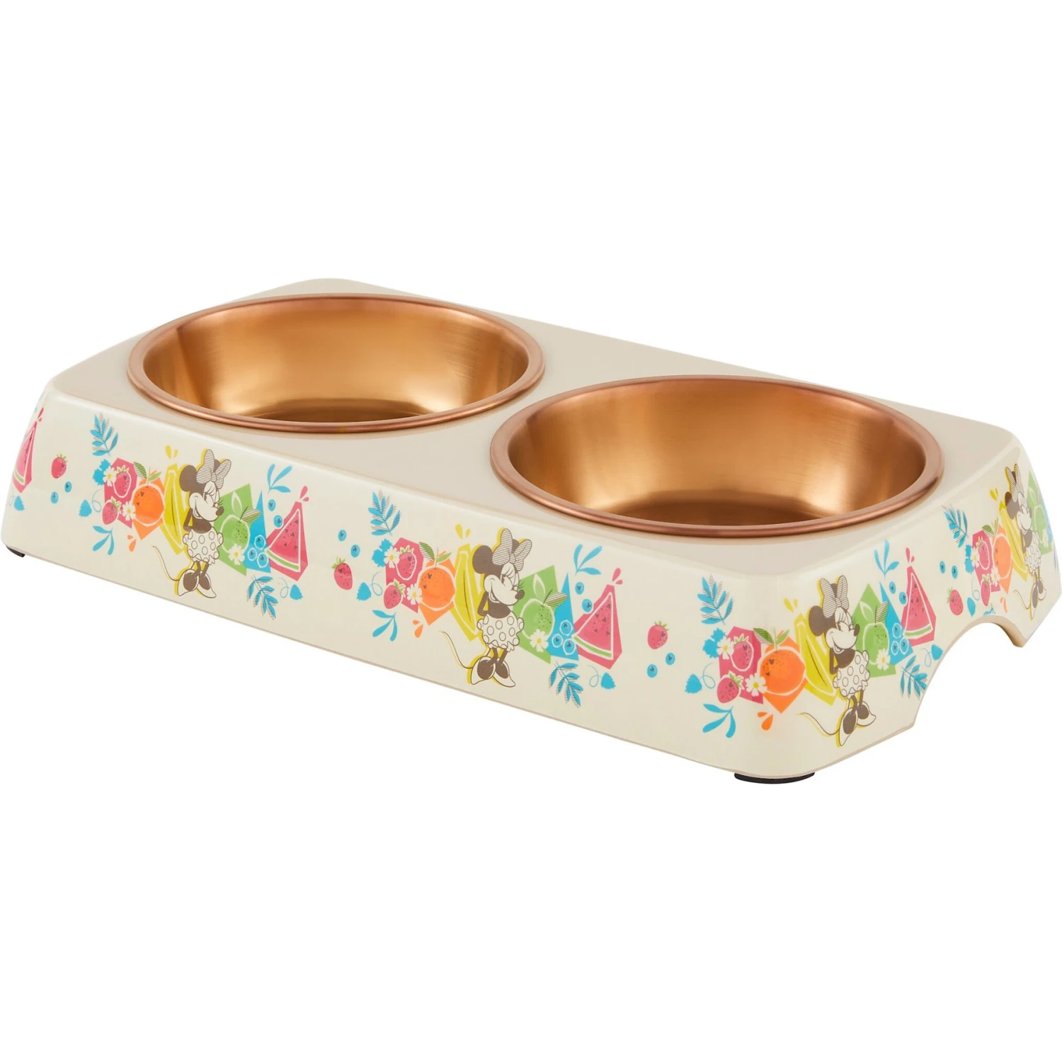 Disney Minnie Mouse Summer Bamboo Melamine Stainless Steel Double Dog & Cat Bowl 3 Disney Minnie Mouse Summer Bamboo Melamine Stainless Steel Double Dog & Cat Bowl
